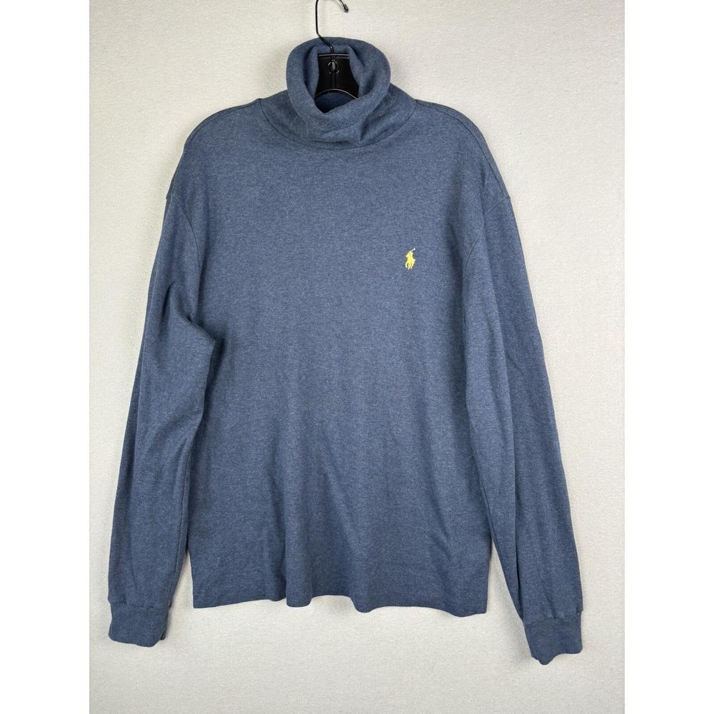 Vintage Polo Ralph Lauren Men's Sweater Large Blue Turtleneck 90s Pony 3172